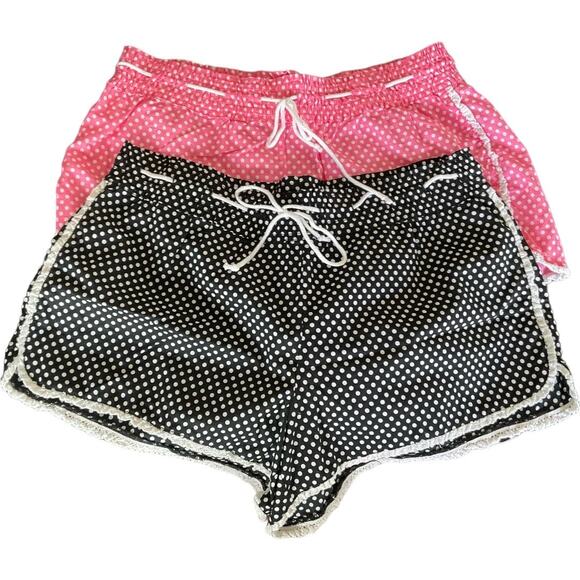 NWOT Victoria’s Secret PINK Cotton Pink w White Polka Dots Sleep Shorts Medium - Picture 3 of 3